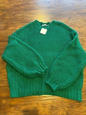 Altar'd State Emerald Green Chunky Crewneck Sweater